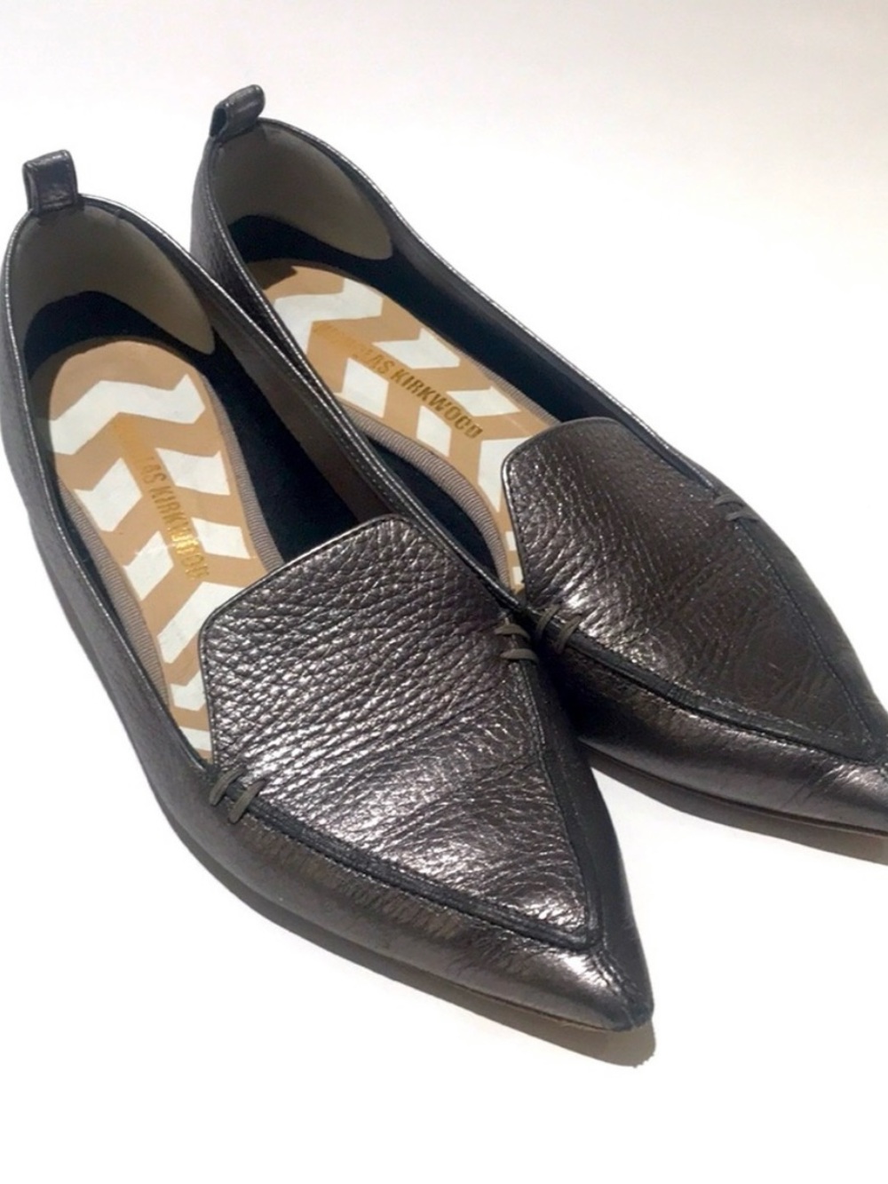 Nickolas Kirkwood Pointed Metallic Leather Flats